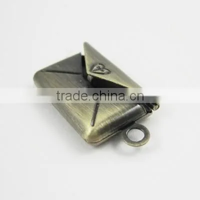 13*18MM Vintage Bronze Brass Love Envelope Photo Locket,antiqued Locket 1191024 photo-5