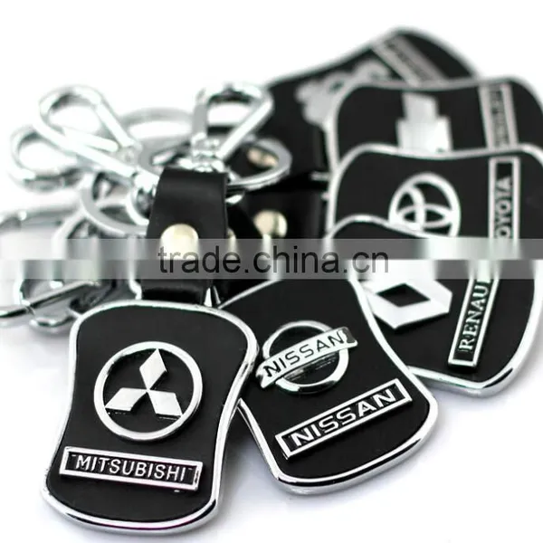 Wholesale Promotion Fancy Cheap Car Brand Logo Engraved Custom Shaped Leather and Metal Car Keychain photo-6