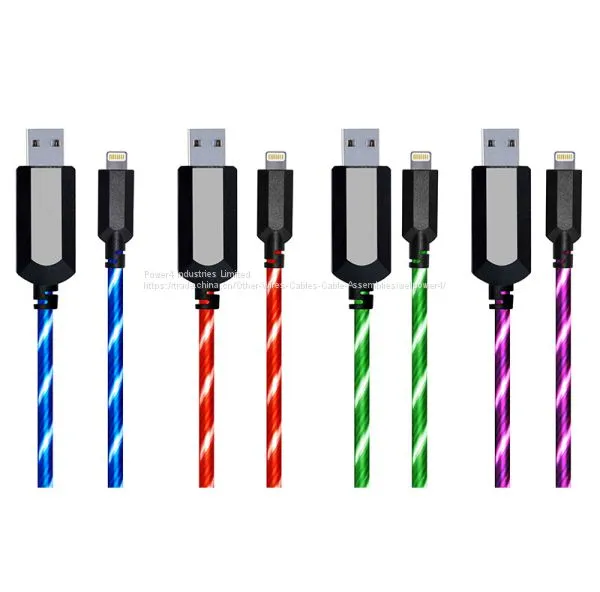 EL Visible 8 Pin Lightning USB Flowing Round Cable LD002
