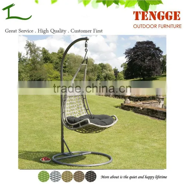 TG15-0141 Half Moon Shape Grey Color Outdoor Synthetic Wicker Swing