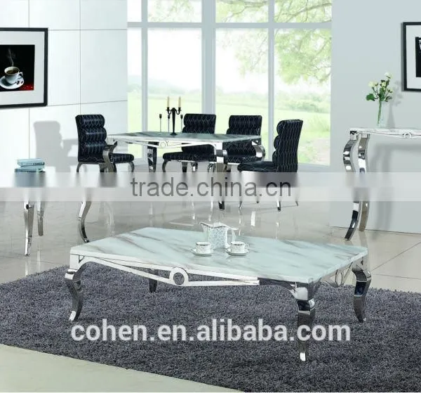 Foshan Craft Stainless Steel Marble Top Coffee Table B2132-3 photo-2