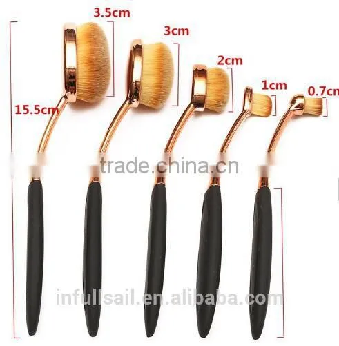 Wholesale Best Selling Oval Makeup Brush 5pcs Rose Gold Toothbrush Foundation Brush Set photo-5