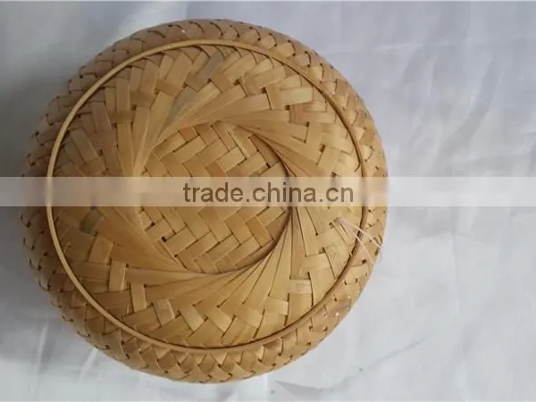China Style Rouond New Bamboo Weave Casket With Lid S photo-3