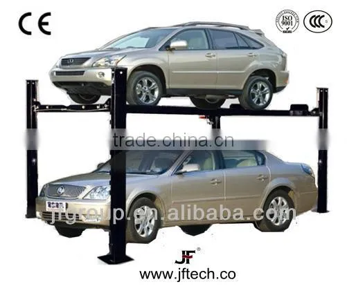 3T Single Cylinder Cable Drive Hydraulic 2 Level Four Post Parking Car Lift