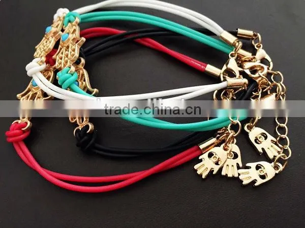Gold Hamsa Hand Rubber Bracelet photo-5