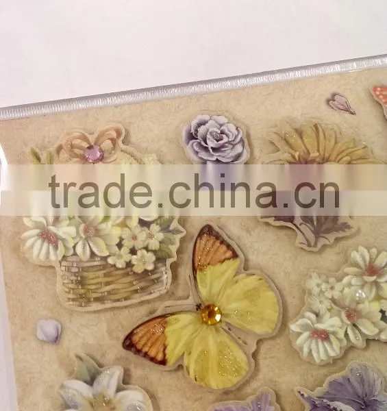 Butterfly & Rose Design Sticker in Colors, 3D Popular Design Decorative Glitter Sticker With Gems/Rhinestone photo-4