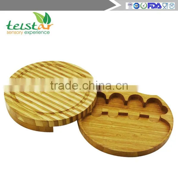 Eco-friendly Natural Bamboo Cheese Board Set 4 Cheese Knives With Cutting Board Set Bamboo & Wood Items Bamboo Kitchenwares Wood photo-4
