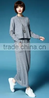 2016 New Latest Spring Autumn Women 2 Pieces Suits Loose Sweater Pullover Plus Skirt photo-6