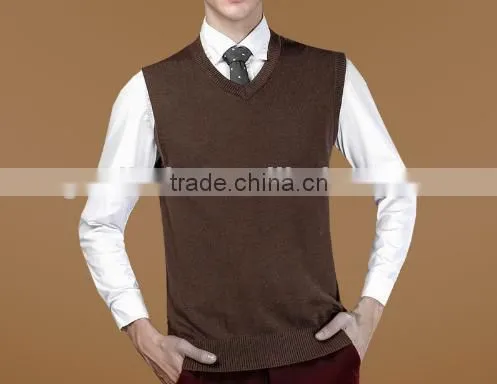 2016 New Autumn Winter Warm Cashmere Sweater Vest Men Classic Sleeveless Wool Solid Color Jersey Casual V-Neck Pullover photo-3