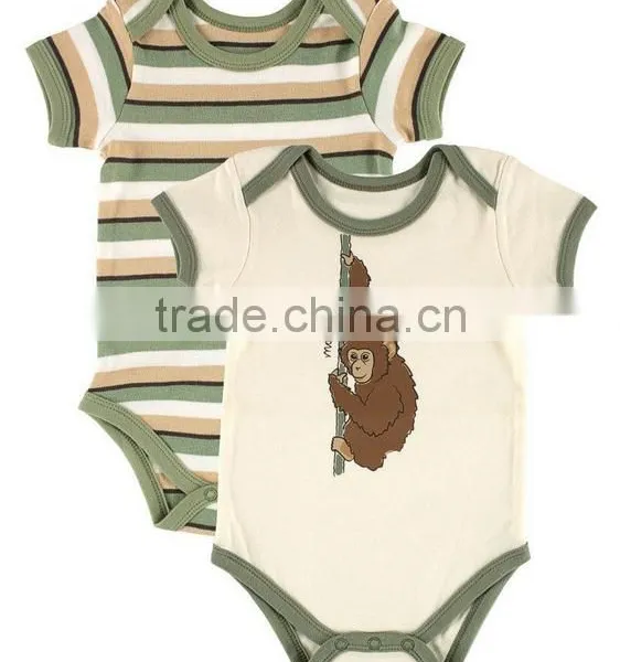 Re Stripe Applique Bear Organic Cotton Summer Wear Short Sleeve Wholesale Pattern Custom Made Kids Jumpsuit photo-3