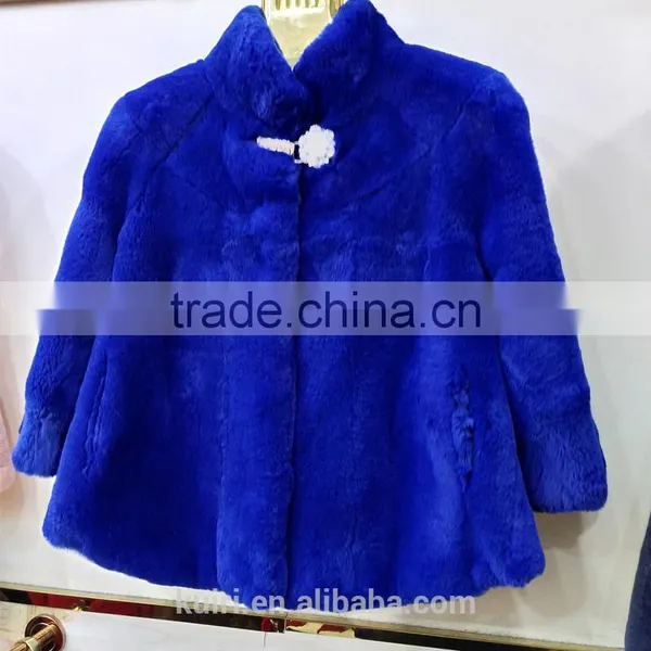 PUre Colour Factory Supply 2017 Woman Real Rex Rabbit Fur Winter Coat Jacket With Seven Sleeve Pc-263 photo-5