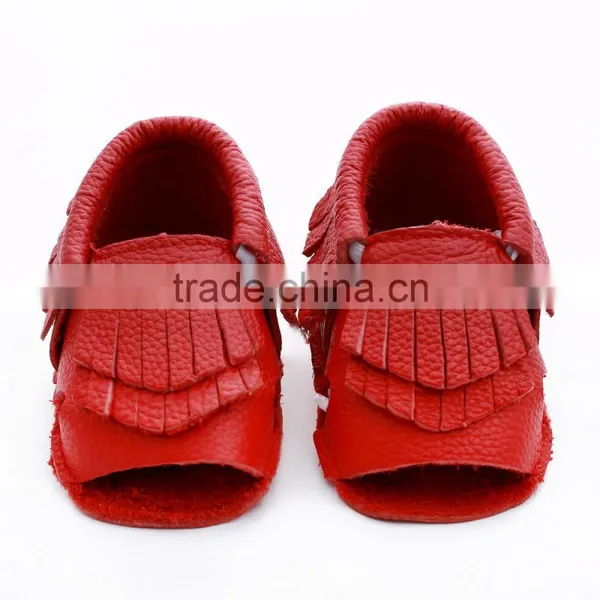 100% Cow Leather Baby Summer Fringed Moccs photo-4