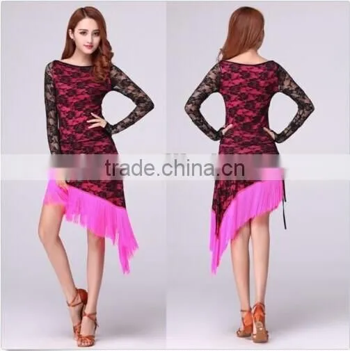 Lace Fringe Latin Dance Dress 2 Pcs Costume, Various Color photo-3