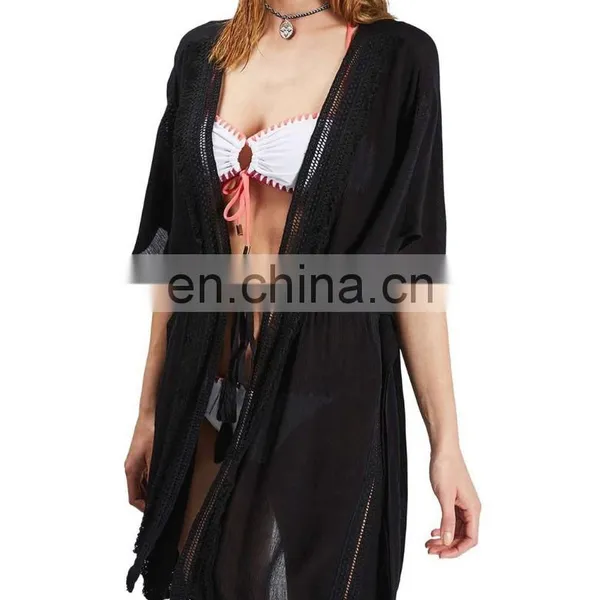 C13 Crochet Trim Cover-Up Beach Tunic,Beach Kimono,Beach Kaftan photo-2