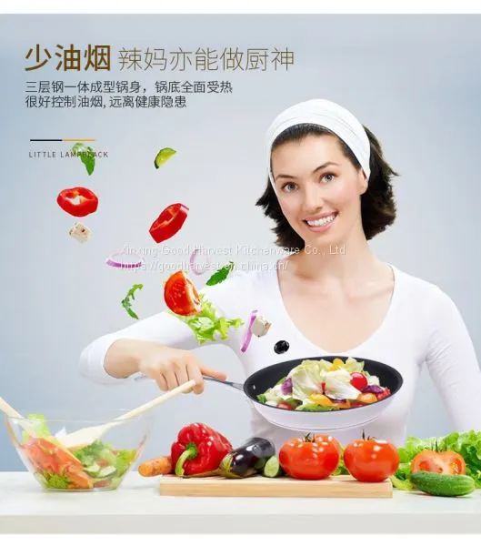 Pan Skillets Non-stick Pans DuPont Teflon Nonstick Coating Pan Try-ply Stainless Steel Fry Pan photo-4