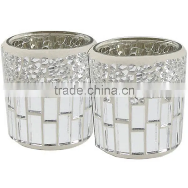 Handmade European Style Mosaic Candle Holders Glass Candlestick & Romatic Candle Cup & Glass Vasw For Wedding Decoration photo-2