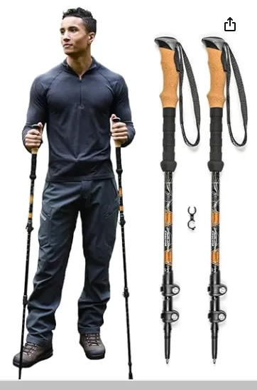 Lightweight Aircraft-Grade Aluminum Trekking Poles with Extended Down Grip Plus Tip Kit