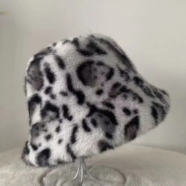 Leopard Print Faux Mink Fur Bucket Hat photo-4