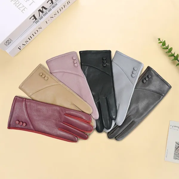 Small MOQ Winter Outdoor Leather Fur Gloves for Men Women photo-5