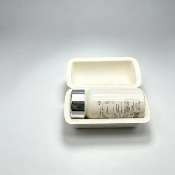 Moulded Pulp Cosmetic Packaging for Face Powder Compact, Dust-Proof, Hinged Lid Design