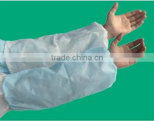 Food Industry Prtotection Disposable Non Woven PP White Blue Sleeve Covers Oversleeves Elastic Cuff China Supplier