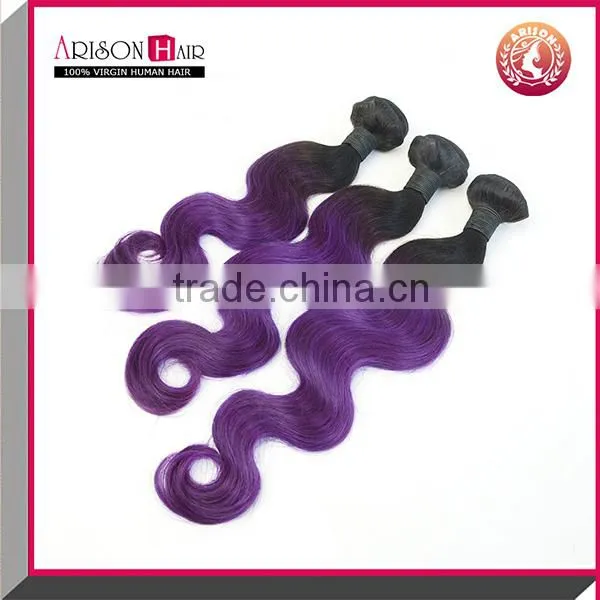 Cheap Wholesale Purple Human Hair Weave Ombre Remy Hair Extensions photo-2