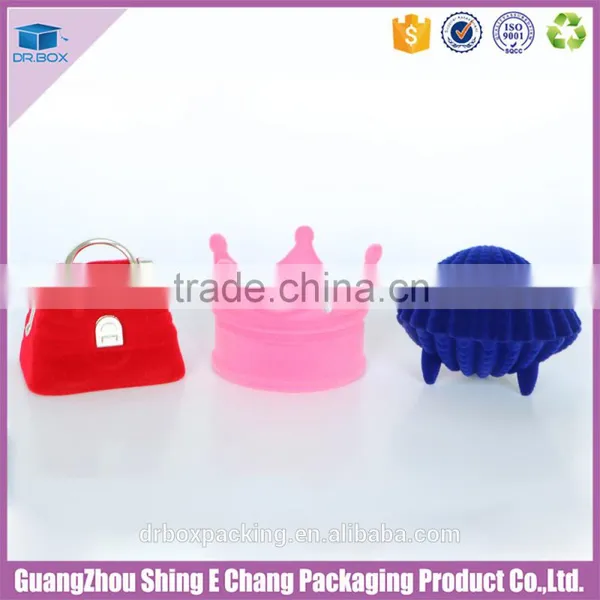 Beautiful Creative Velvet Surface Paperboard Jewelry Box Crown Shape Ring Box photo-6