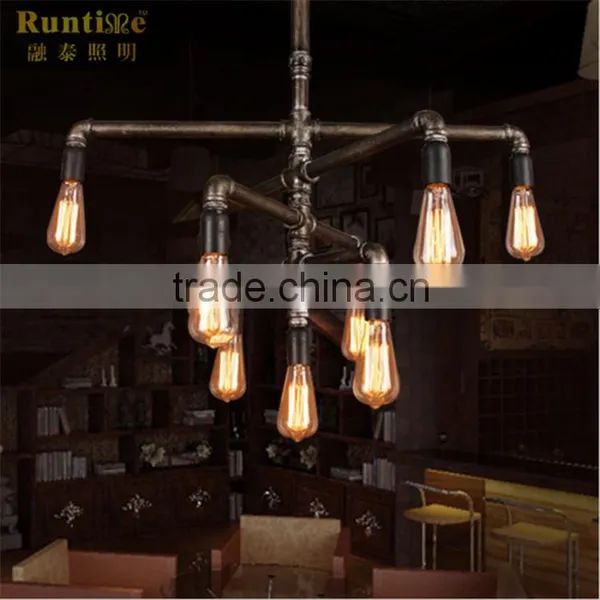 Vintage Iron Led Light Pipe Plumbing Pipe Chandelier photo-3