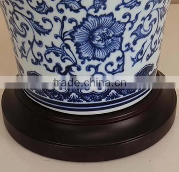 Blue and White Porcelain and Wood Base Decor photo-3