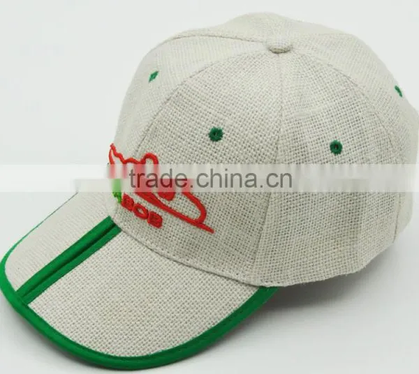 New Arrival High Quality Curve Custom Su Generis 6-panel Baseball Linen Cap Straw Hats With Handwork Embroidery Designs photo-6