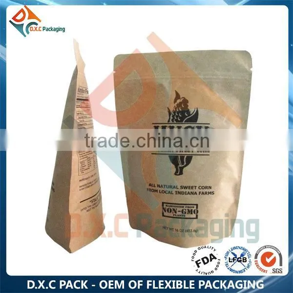 Gold Blocking Brown Kraft Stand Up Paper Bag With Window And Zipper photo-5