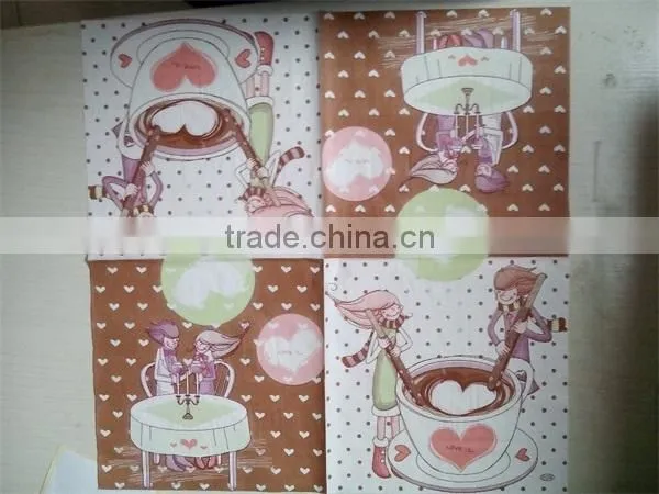 Cocktail Party Products Cheap Colorful Virgin Pulp Printing 1/4 Fold Serviettes Paper Napkin photo-3