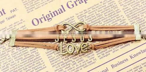>>New Arrival Christian Infinity LOVE Jesus Leather Bracelet/ photo-3