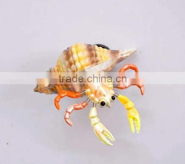 Handmade Delicate 4 Inch Pearl Powder Plastic Lobster in Carved Conch Shell Fridge Magnet, Fake Seafood Figures Quality Choice photo-3
