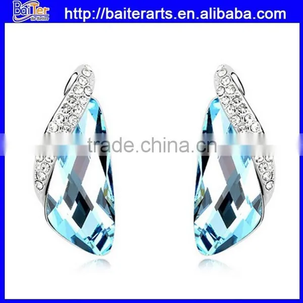 Fashion Women's Blue Stone Hook Crystal Earring Light Blue Crystal Earrings photo-5