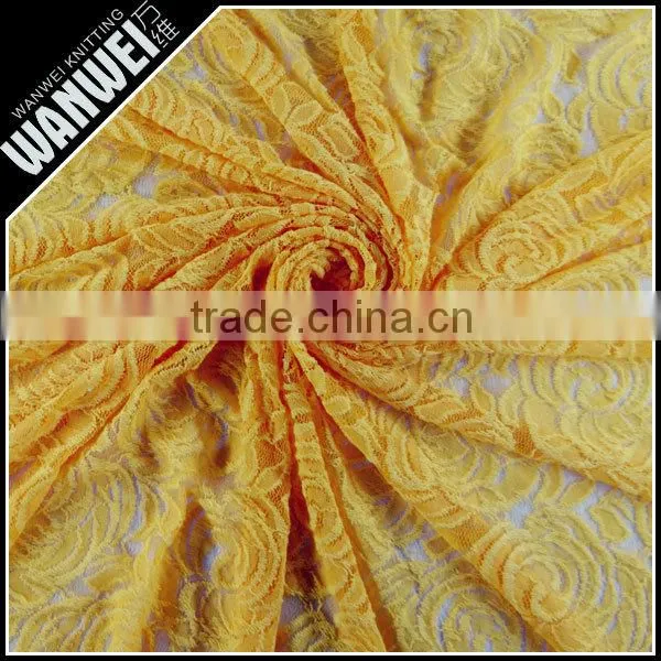 Light Orange Voile Pressure Yarn Discount Promotion Antigue Fabric for Wedding Dress Hollow Worsted Nylon Spandex Cotton Lace photo-3