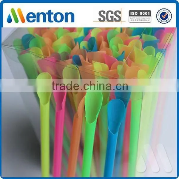 PVC Box Pack High Quality Colorful Disposable Plastic Spoon Straw photo-2