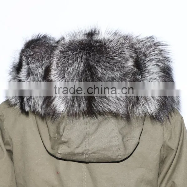 Wholesale Price Hot Selling Popular Parka Jacket With Real Silver Fox Fur Hood Trim photo-6