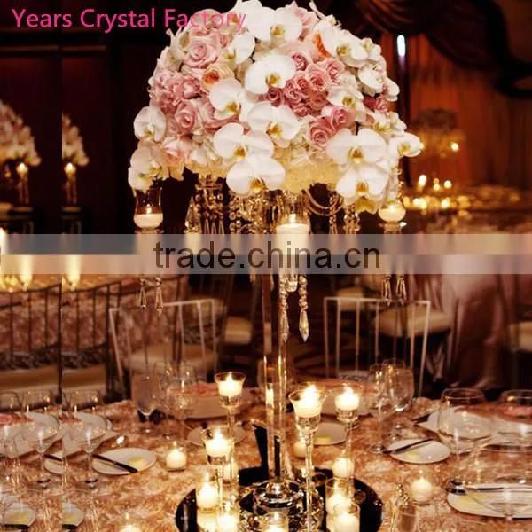 Nine Arms Crystal Wedding Candelabra Centerpiece With Votive Hurricanes Hot Sell Table Flower Candelabra photo-4