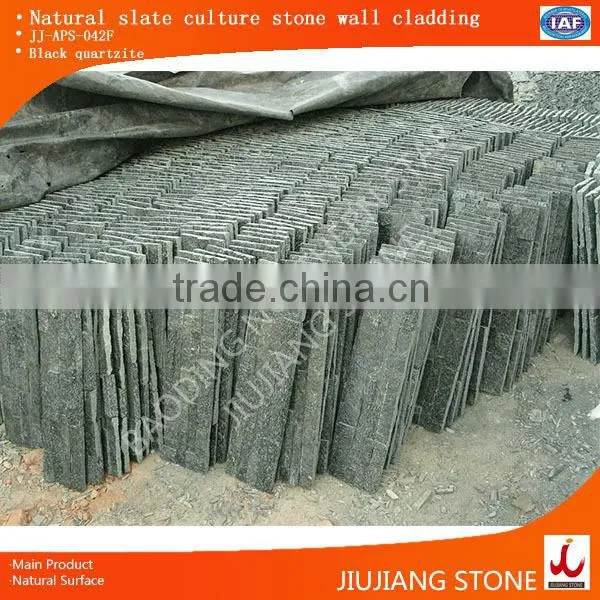 2015 Popular Black Quartzite Stone Tiles for Wall Cladding