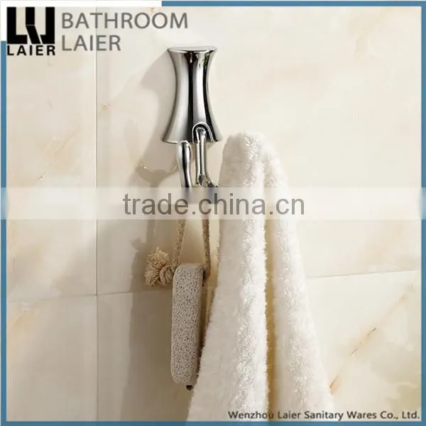 Direct Marketing Factory Zinc Alloy And Wood Chrome Finishing Bathroom Accessories Wall Mounted Double Robe Hook photo-2