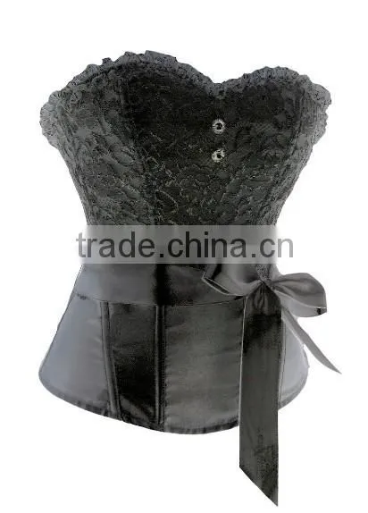 Elegent Women Sexy Floral Bustier Dress Lace Corset With Ribbon,wedding Corset photo-3