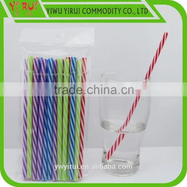 Striped Hard Plastic Straight Drinking Straw With Plastic Circle photo-2