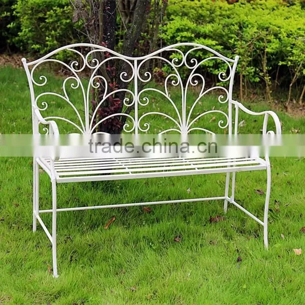 Outdoor Antique Wrought Iron Garden Bench photo-3