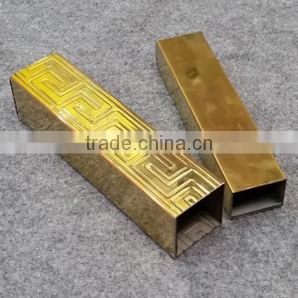 Customed Design 304 Stainless Steel Embossed Color Golden Tube photo-3