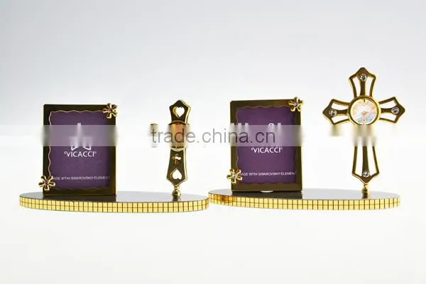 New Product 24K Gold Plated Cross Photo Holder With Crystals From Swarovski photo-3