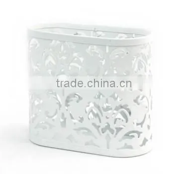 White Metal Punched Decorative Magnetic Pen Pencil Holder photo-2