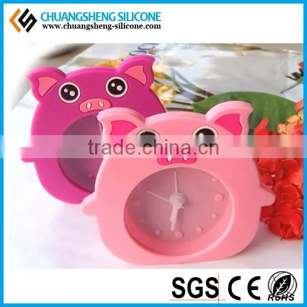 Cute Pig Watch Shape Silicone Table Alarm Clock in the Bedroom for Children photo-2