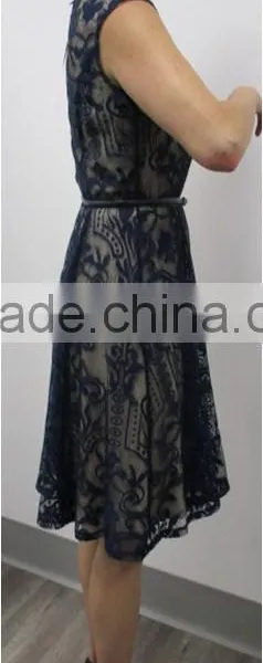 Cap Sleeve Lace With Belt Dress photo-3