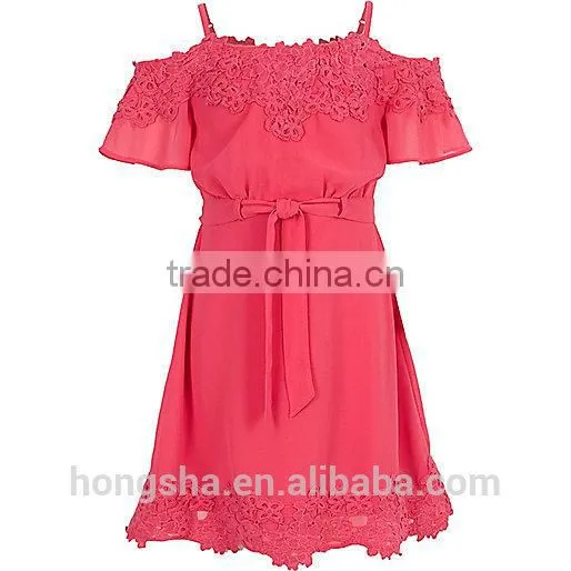 Children Girls Lace Bardot Dress HSD8068 photo-2